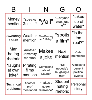 FS246: Terrance Bingo Card