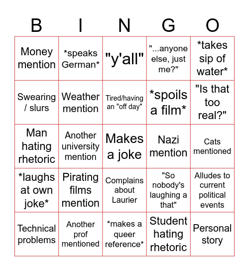 FS246: Terrance Bingo Card