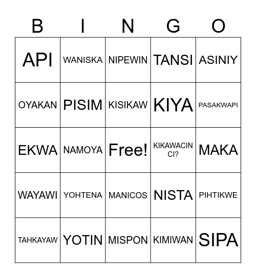 CREE BINGO Card