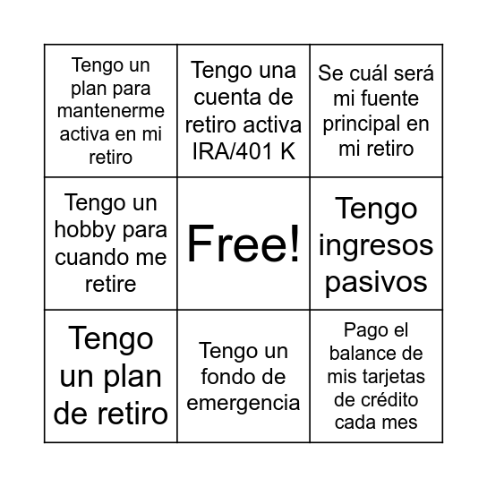 BINGO FINANCIERO Bingo Card