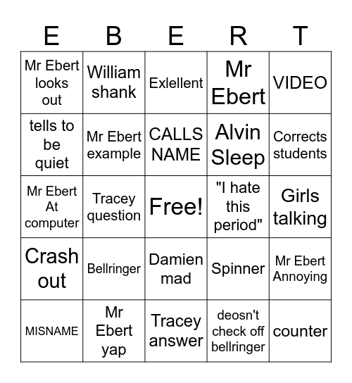 Mr Ebert Bingo Card
