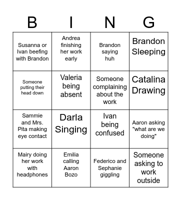 MAS Bingo Card