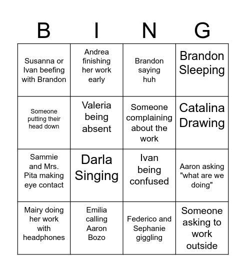 MAS Bingo Card