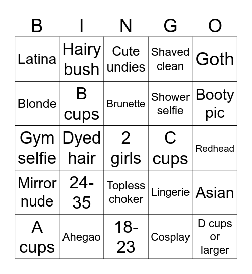 Nudes Bingo Card