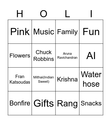 HOLI Bingo Card