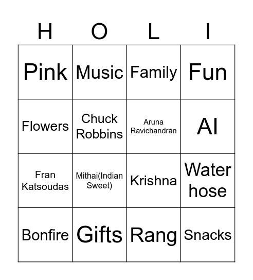 HOLI Bingo Card