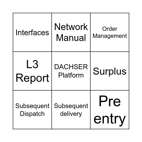 Service Bingo Card