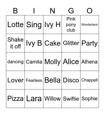 Disco bingo Card