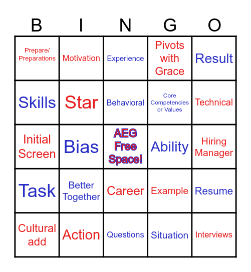 Interview Essentials Bingo Card