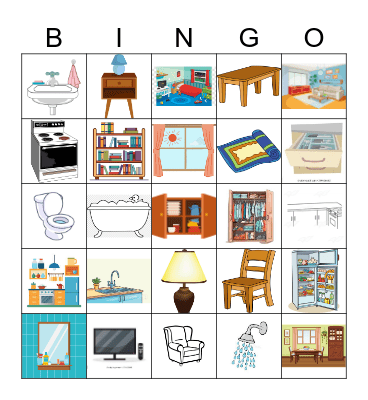 Rooms & Furniture in Spanish Bingo Card