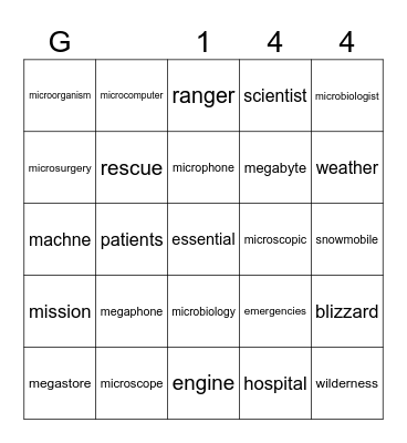 144 Bingo Card