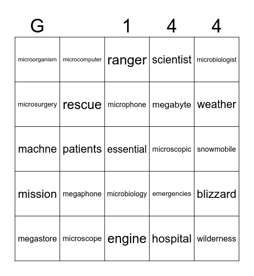 144 Bingo Card