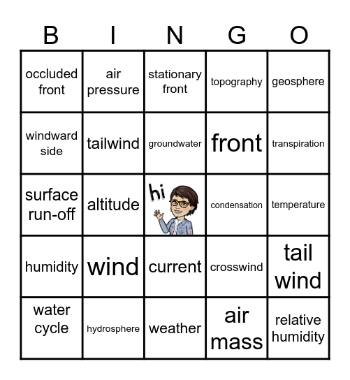 Weather Bingo Card