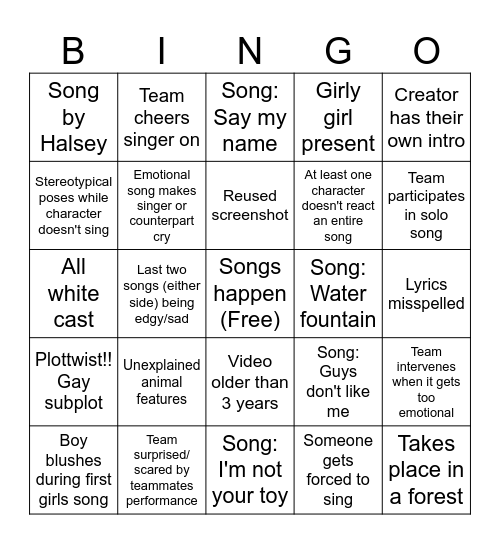 GACHA SINGING BATTLE Bingo Card