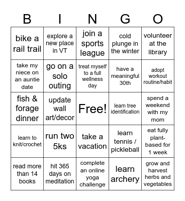 Britt's 2025 Bingo Card