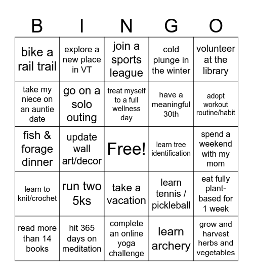Britt's 2025 Bingo Card