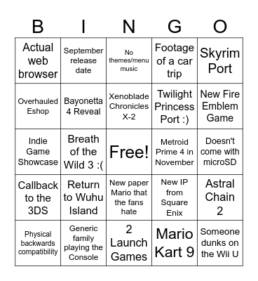 Switch Two Direct Updated Bingo Card