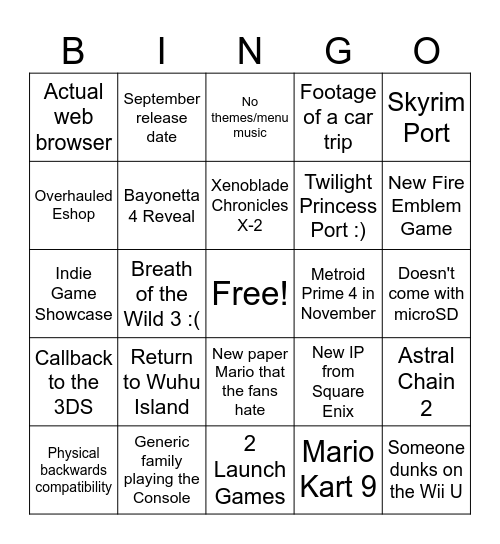 Switch Two Direct Updated Bingo Card