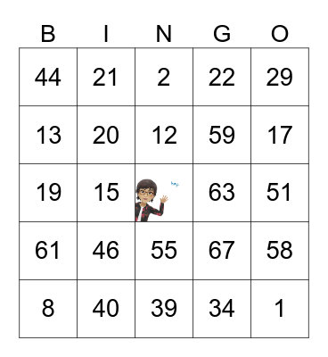 Number Bingo Card
