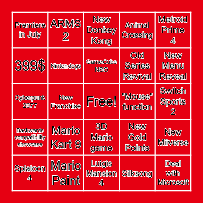 NINTENDO DIRECT: SWITCH 2 BINGO Card