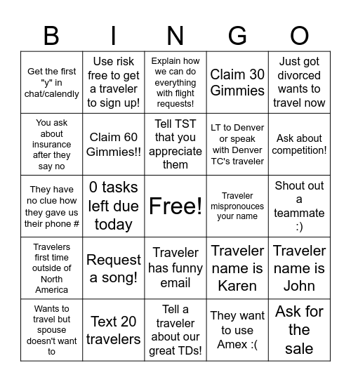 March 25th Bingo Card
