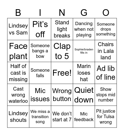 Pit Bingo Card