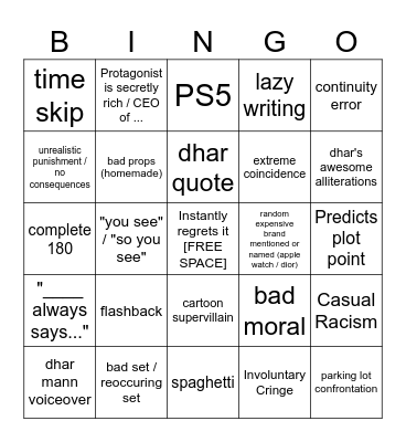 NOCH UNMORALISCHERES DHAR MANN BINGO Card