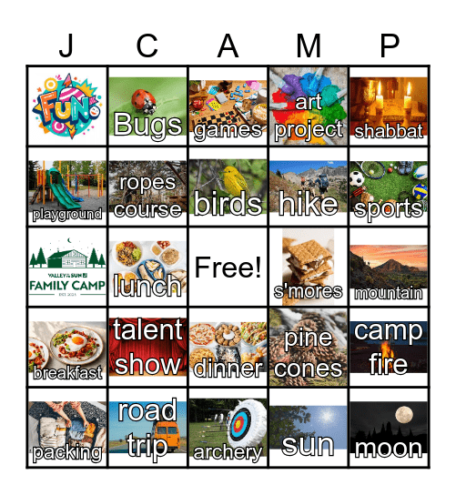 J Family Camp 2025 Bingo Card