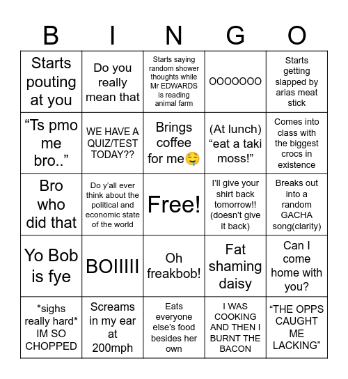 Dina bingo Card