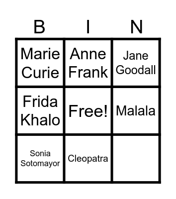 Women's History Month Bingo Card