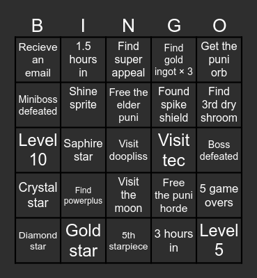 Paper Mario TTYD Extrem Randomizer Bingo Card