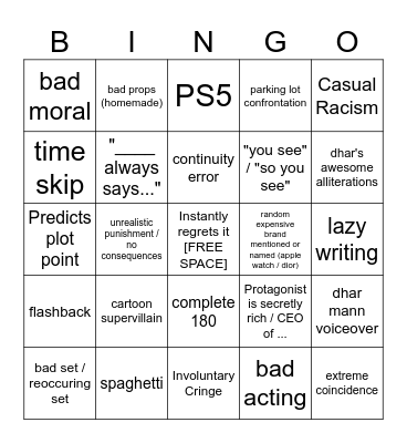 UNMORALISCHERES DHAR MANN BINGO Card