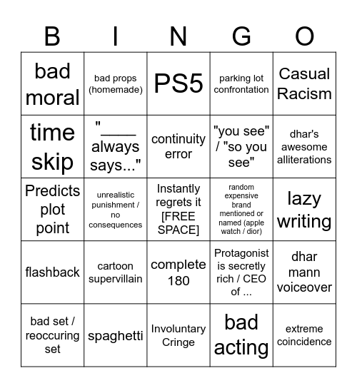 UNMORALISCHERES DHAR MANN BINGO Card