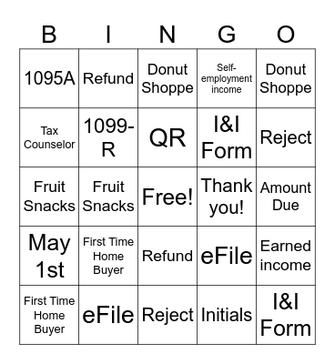 UPL Tax Aide Bingo Card