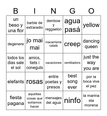 BINGO MUSICAL Bingo Card