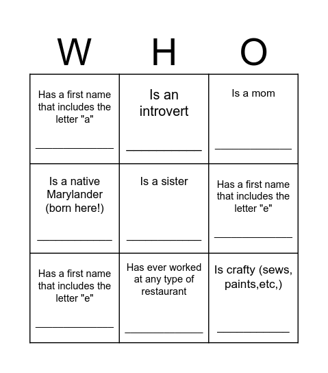 Just Be: Find Someone Who... Bingo Card