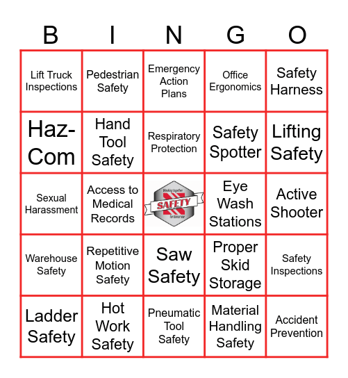 Hilliard Safety Bingo Card
