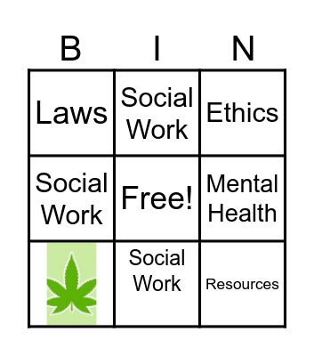 Youth and Cannabis Bingo Card
