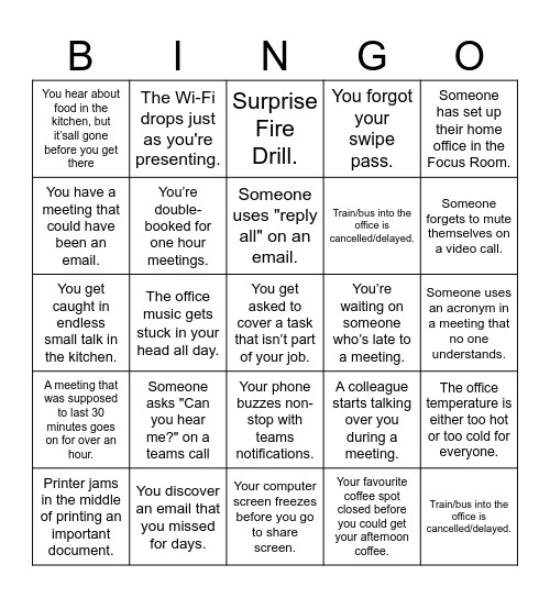 Office Bingo Card