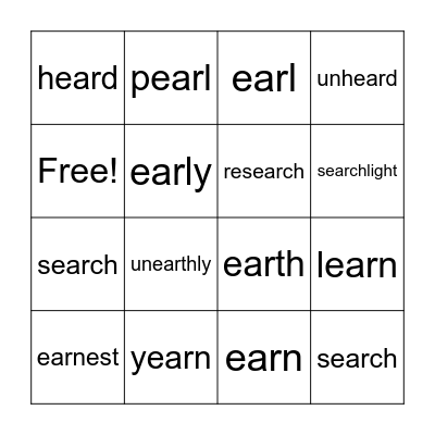 EAR (er) Bingo Card