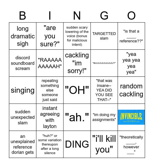 avery bingo Card