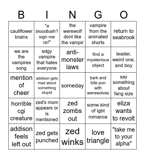 zombie 4 Bingo Card