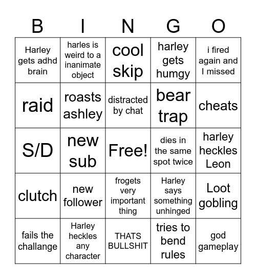 Harleys RE4 Bingo Card
