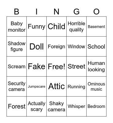 Scary videos Bingo Card