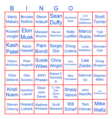 Celebrity Appresident, Part Deux Bingo Card