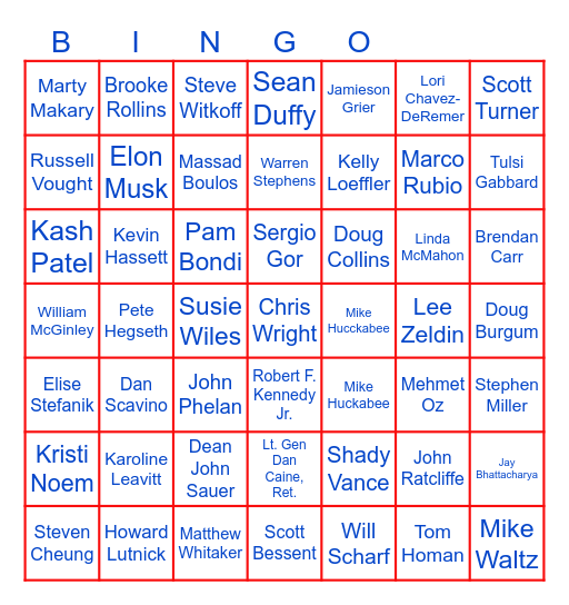 Celebrity Appresident, Part Deux Bingo Card