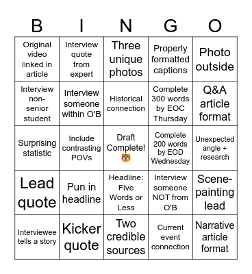 Article 3 Bingo! Bingo Card