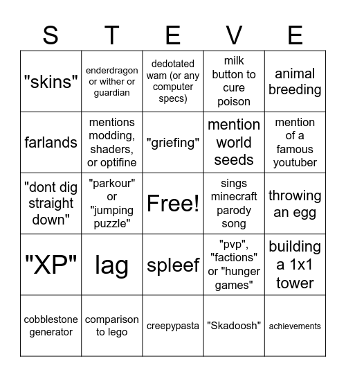 Jack Black Says Bingo Card