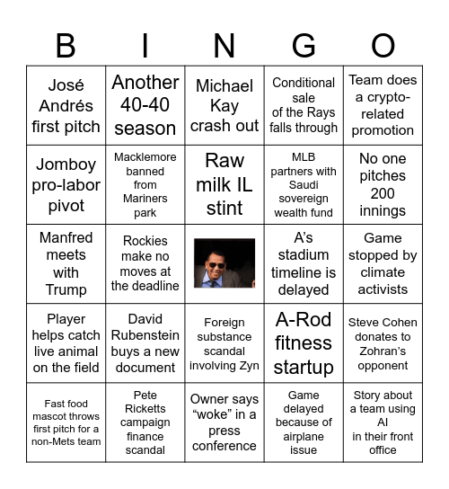 Tipping Pitches 2025 Season Preview Bingo Card
