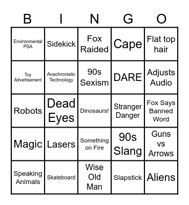 Fox's Saturday Morning Cartoons Bingo Card